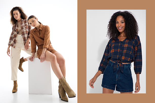 Looks modernos de Festa Junina e camisas xadrez femininas descoladas compõem a seleção de São João da Enfim.