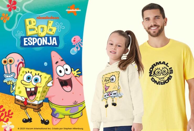 Bob Esponja estampa moletom infantil e camiseta masculina na nova coleção de Malwee e Malwee Kids