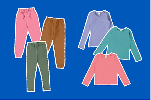 Peças de roupa básica infantil em diferentes cores da Malwee Kids vendidas em combos.